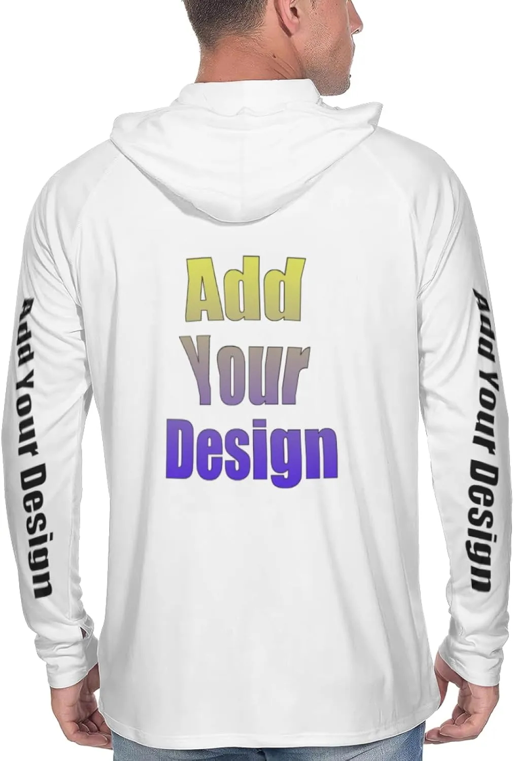 Custom Men's Sun Protection Hoodie - Personalized UPF 50  Outdoor Long Sleeve Shirt for Hiking, Fishing & Swimming