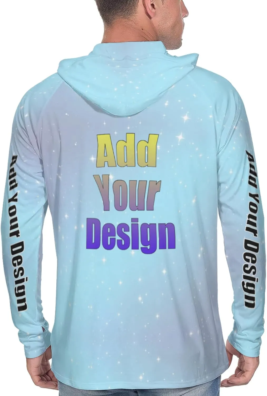 Custom Men's Sun Protection Hoodie - Personalized UPF 50  Outdoor Long Sleeve Shirt for Hiking, Fishing & Swimming