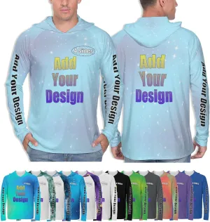 Custom Men's Sun Protection Hoodie - Personalized UPF 50  Outdoor Long Sleeve Shirt for Hiking, Fishing & Swimming
