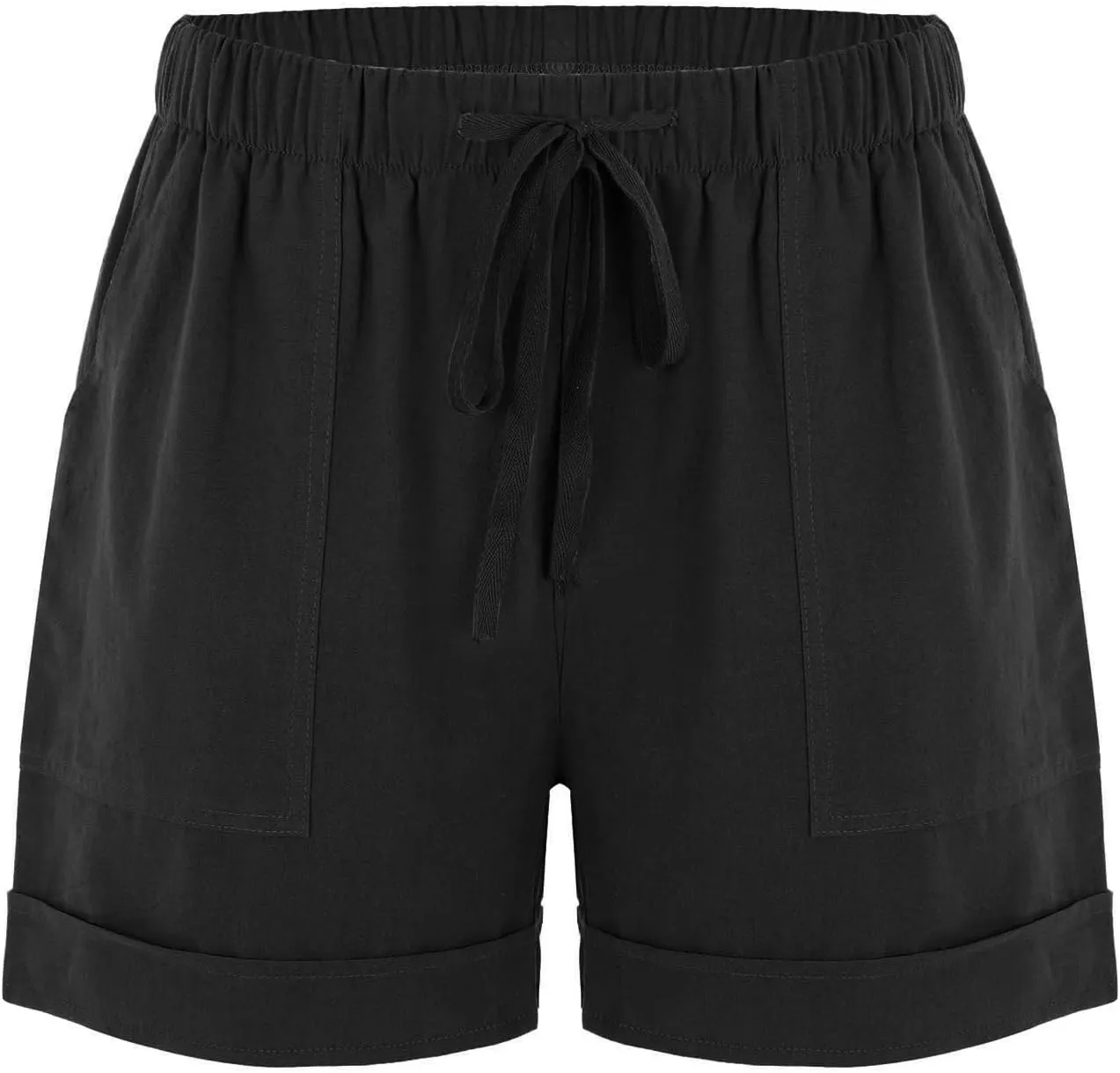 DASAYO Summer Casual Wide Leg Shorts for Women Drawstring Elastic Waist Pocketed Short Solid Color Loose Fitt Trendy Trousers