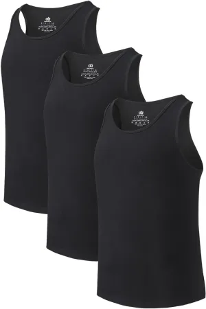 DAVID ARCHY Men's Undershirts Combed Cotton Tank Tops Soft Moisture-Wicking Shirt Breathable A-Shirt for Men 3 Pack