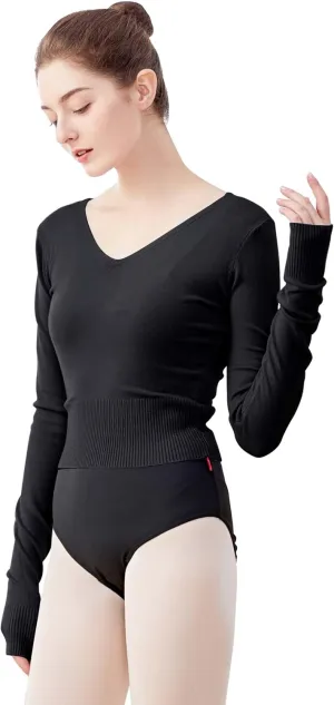 Daydance Women Wrap Dance Sweater Pink Soft Ballet Warm Up Jacket for Leotards