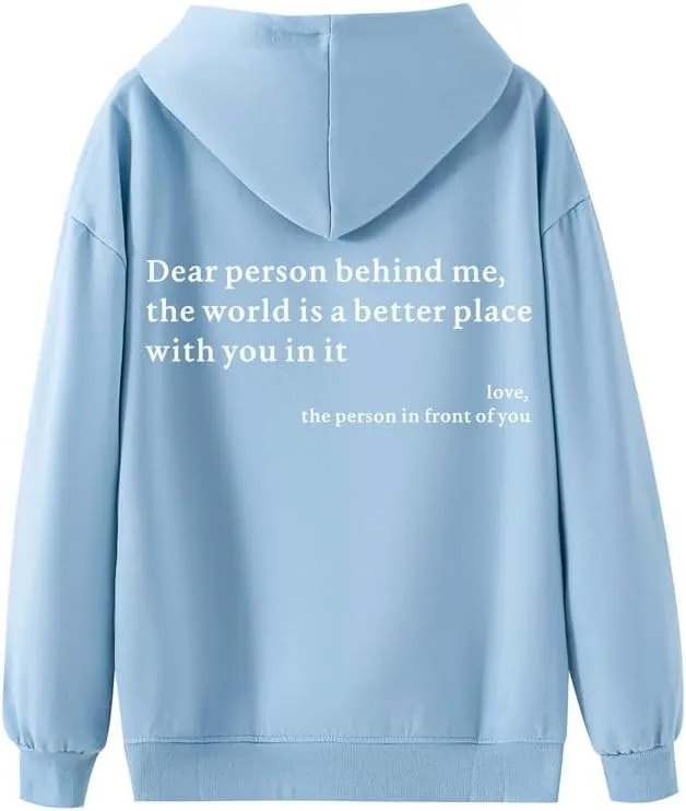 Dear Person Behind Me You Are Enough Hoodie for Women Teen Girls Oversized Aesthetic Graphic Sweatshirt Pullover Top