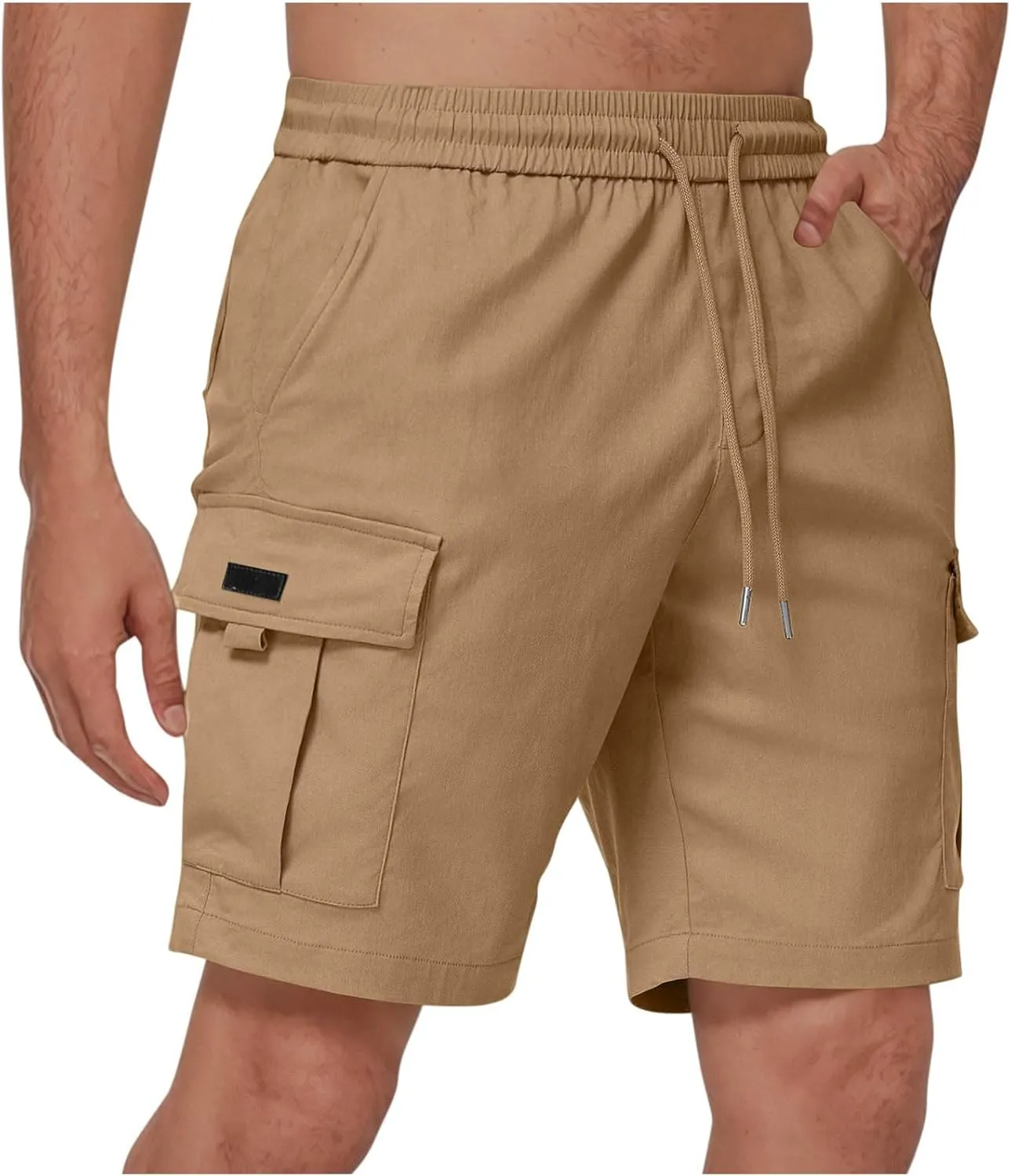 Dgoopd Cargo Shorts for Men Stretch Waist Casual Loose Drawstring Quick Dry Hiking Tactical Outdoor Work Shorts Summer 2025