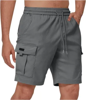 Dgoopd Cargo Shorts for Men Stretch Waist Casual Loose Drawstring Quick Dry Hiking Tactical Outdoor Work Shorts Summer 2025