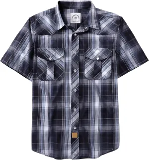 Dubinik Western Shirts for Men Short Sleeve Plaid Pearl Snap Shirts for Men Button Up Shirt Cowboy Casual Work Shirt