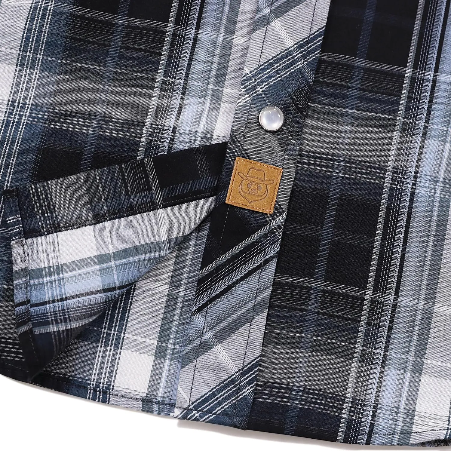 Dubinik Western Shirts for Men Short Sleeve Plaid Pearl Snap Shirts for Men Button Up Shirt Cowboy Casual Work Shirt