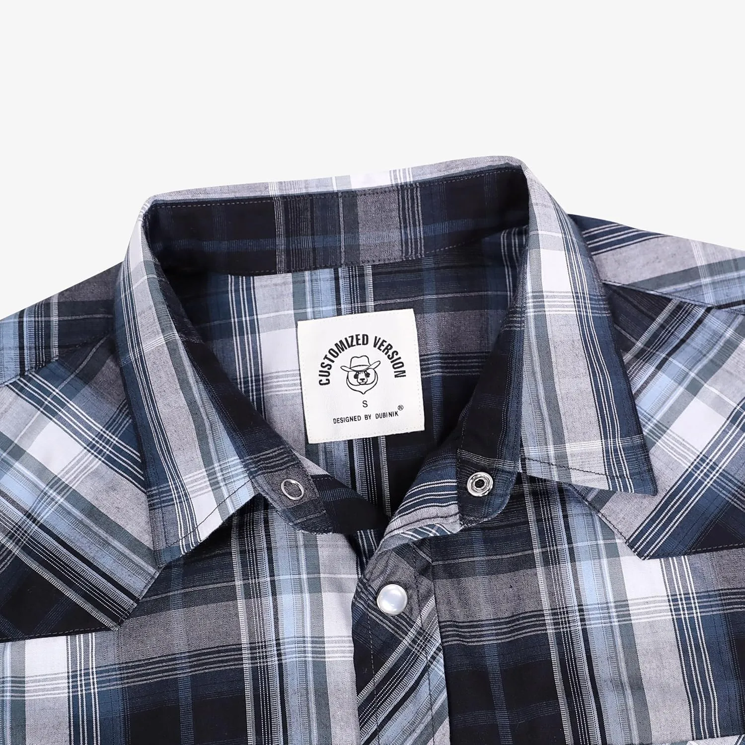 Dubinik Western Shirts for Men Short Sleeve Plaid Pearl Snap Shirts for Men Button Up Shirt Cowboy Casual Work Shirt