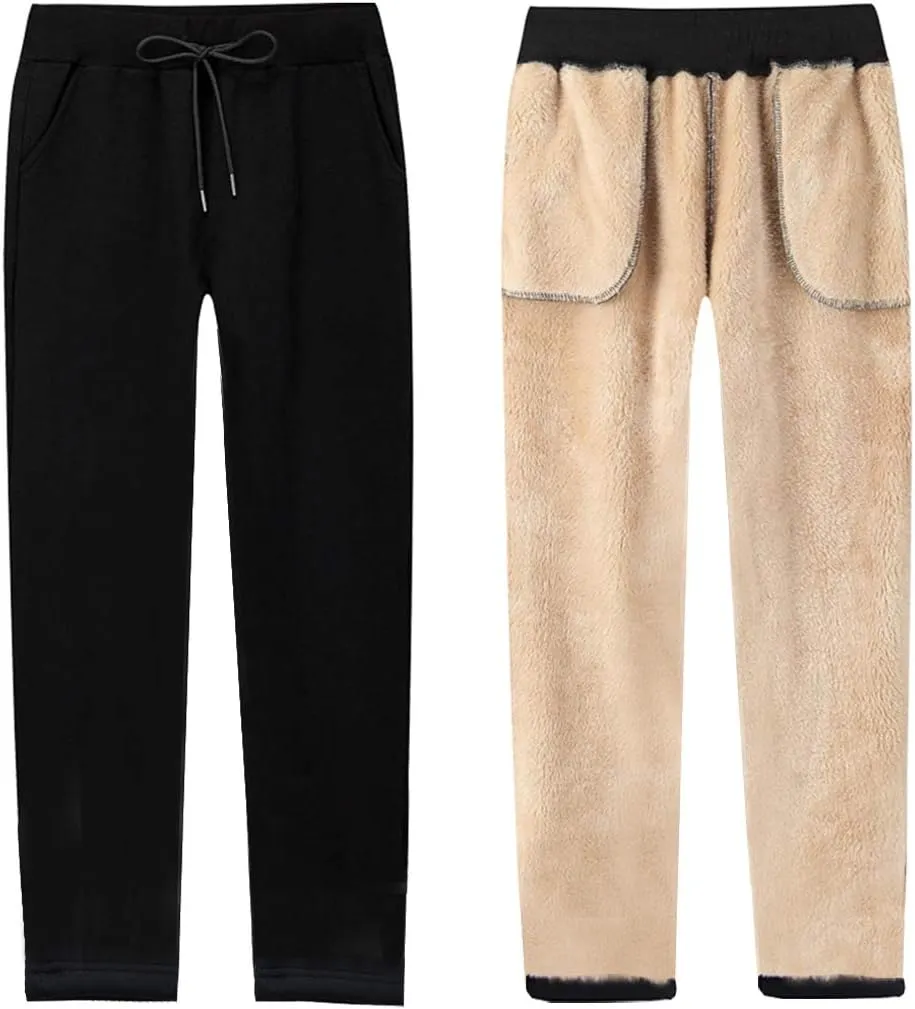 Duyang Women's Warm Sherpa Lined Sweatpants Athletic Jogger Harem Pants