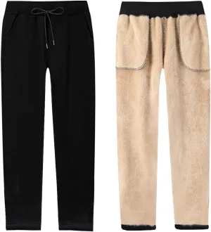 Duyang Women's Warm Sherpa Lined Sweatpants Athletic Jogger Harem Pants