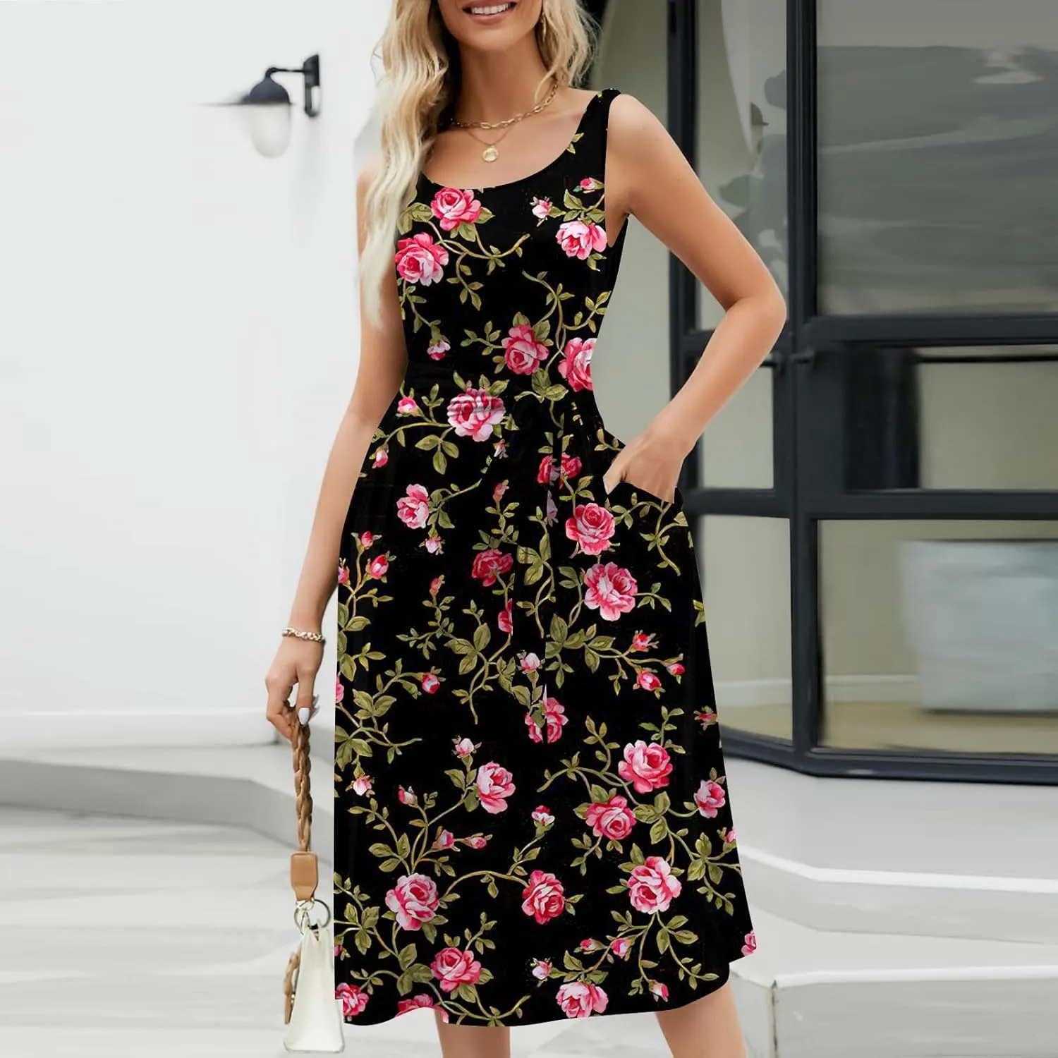 Easter Dress for Women Spring Summer Casual Dresses for Women 2025 Casual Boho Floral Print