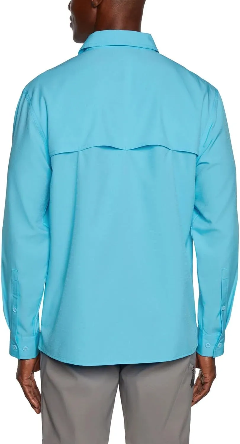 Eddie Bauer Men's Long Sleeve Woven Tech Shirt, UPF 50 Collared Button-Up Shirt, Hiking Fishing & Outdoor Work Shirts for Men