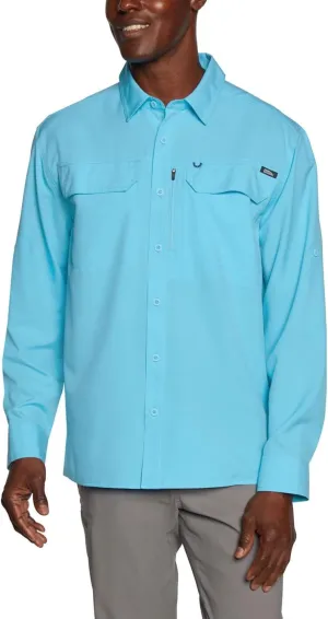 Eddie Bauer Men's Long Sleeve Woven Tech Shirt, UPF 50 Collared Button-Up Shirt, Hiking Fishing & Outdoor Work Shirts for Men