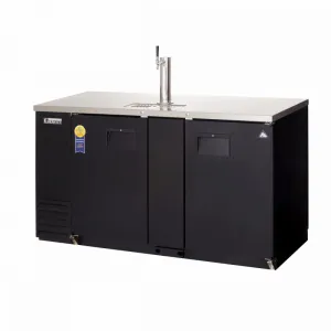 Everest EBD3-BB-24 68" Black Two Section Solid Door Back Bar/Direct Draw Keg Refrigerator