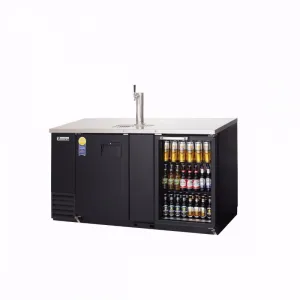 Everest EBD3-BBG 68" Black Two Section Solid/Glass Door Back Bar/Direct Draw Keg Refrigerator