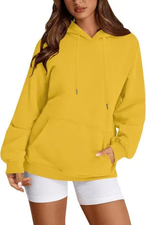 Fleece Hoodies for Women Trendy Lightweight Oversized Sweatshirt Baggy Drawstring Y2K Hoodie Pullover Tops w/Pockets