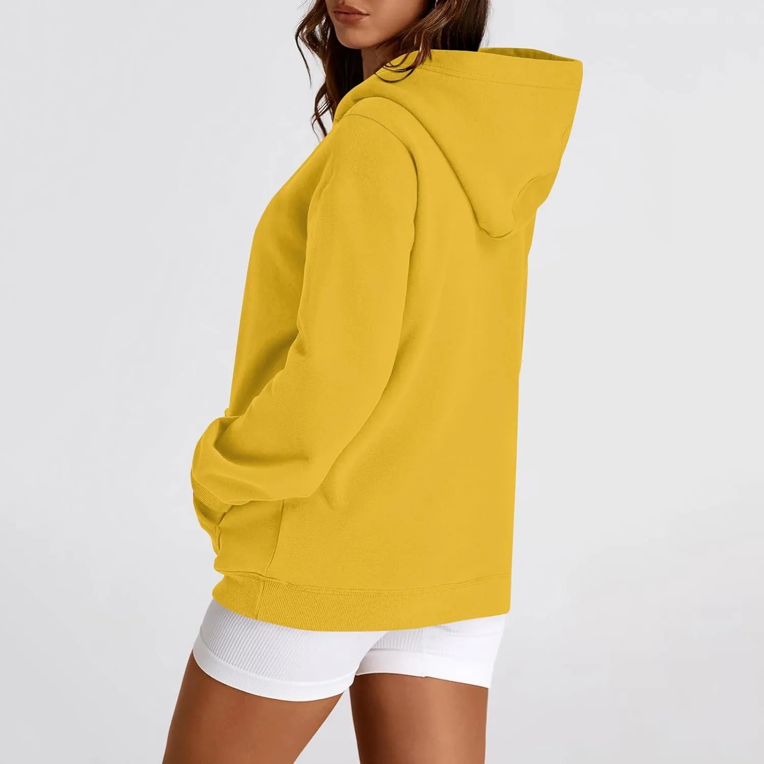 Fleece Hoodies for Women Trendy Lightweight Oversized Sweatshirt Baggy Drawstring Y2K Hoodie Pullover Tops w/Pockets