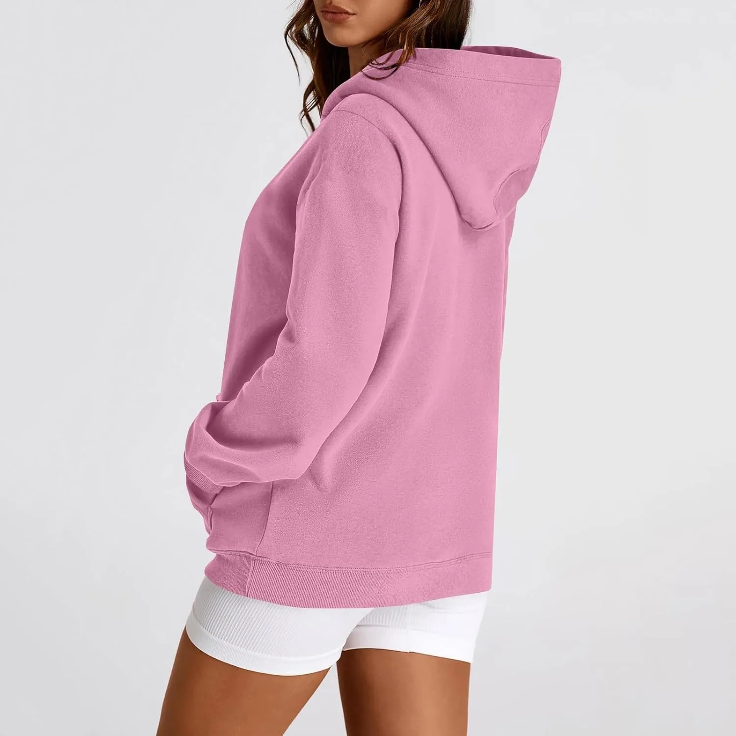 Fleece Hoodies for Women Trendy Lightweight Oversized Sweatshirt Baggy Drawstring Y2K Hoodie Pullover Tops w/Pockets