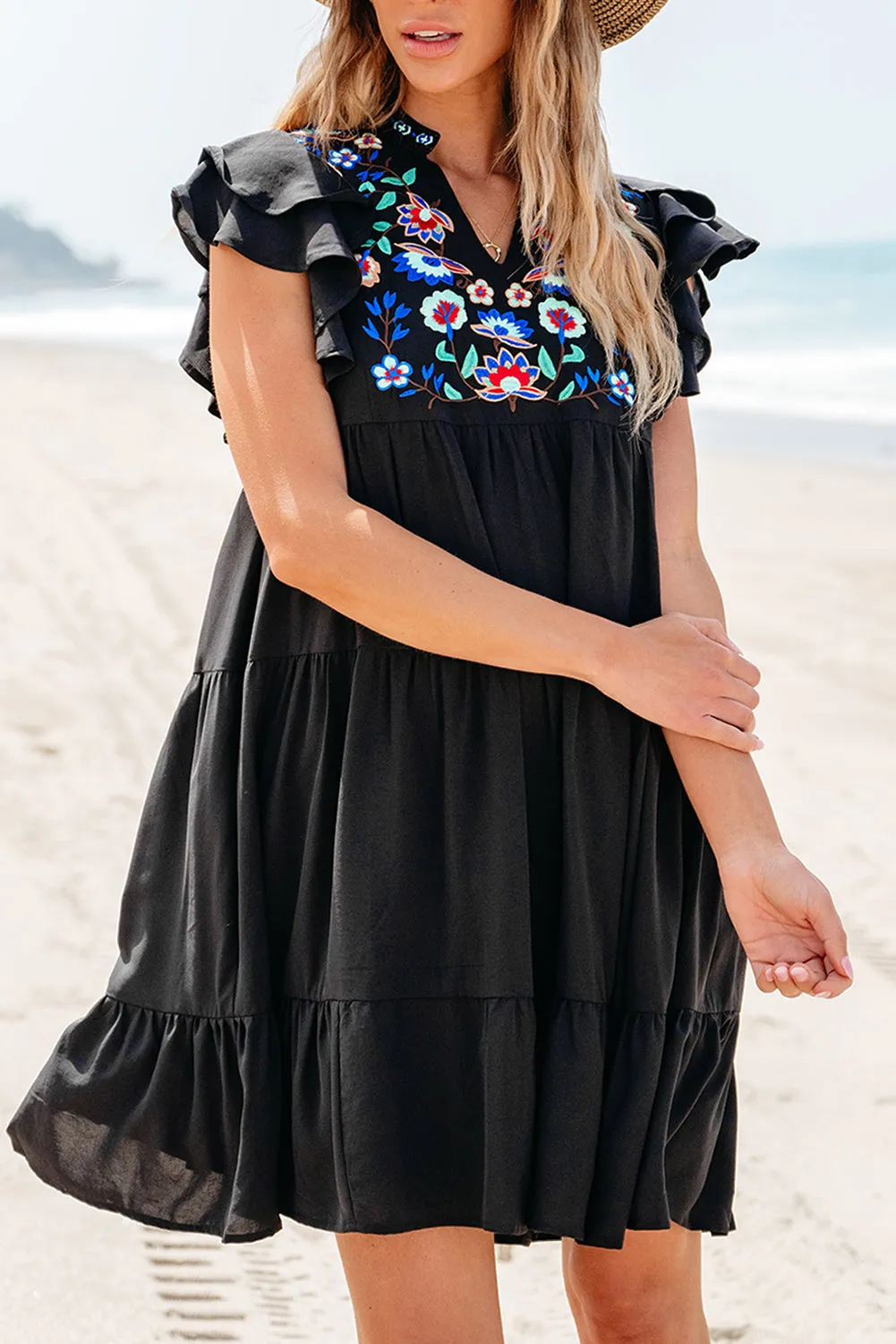 Floral Tiered Ruffled Mini Dress