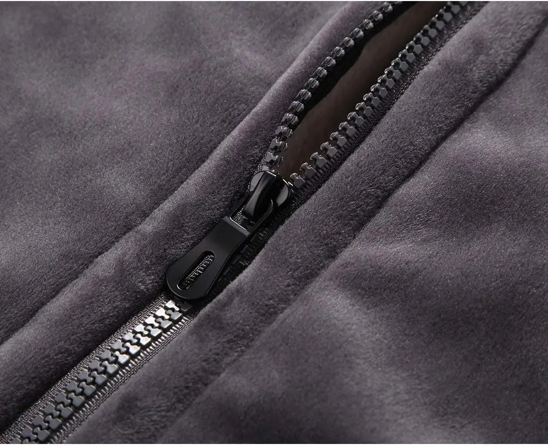 Flygo Mens Winter Sherpa Fleece Lined Vest Sleeveless Zip Up Warm Outdoor Travel Vest Jacket