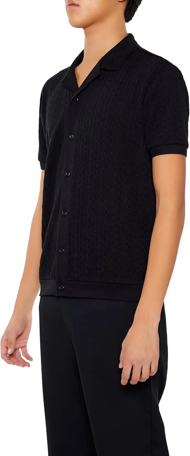 Forever 21 Men's Cable Sweater-Knit Shirt