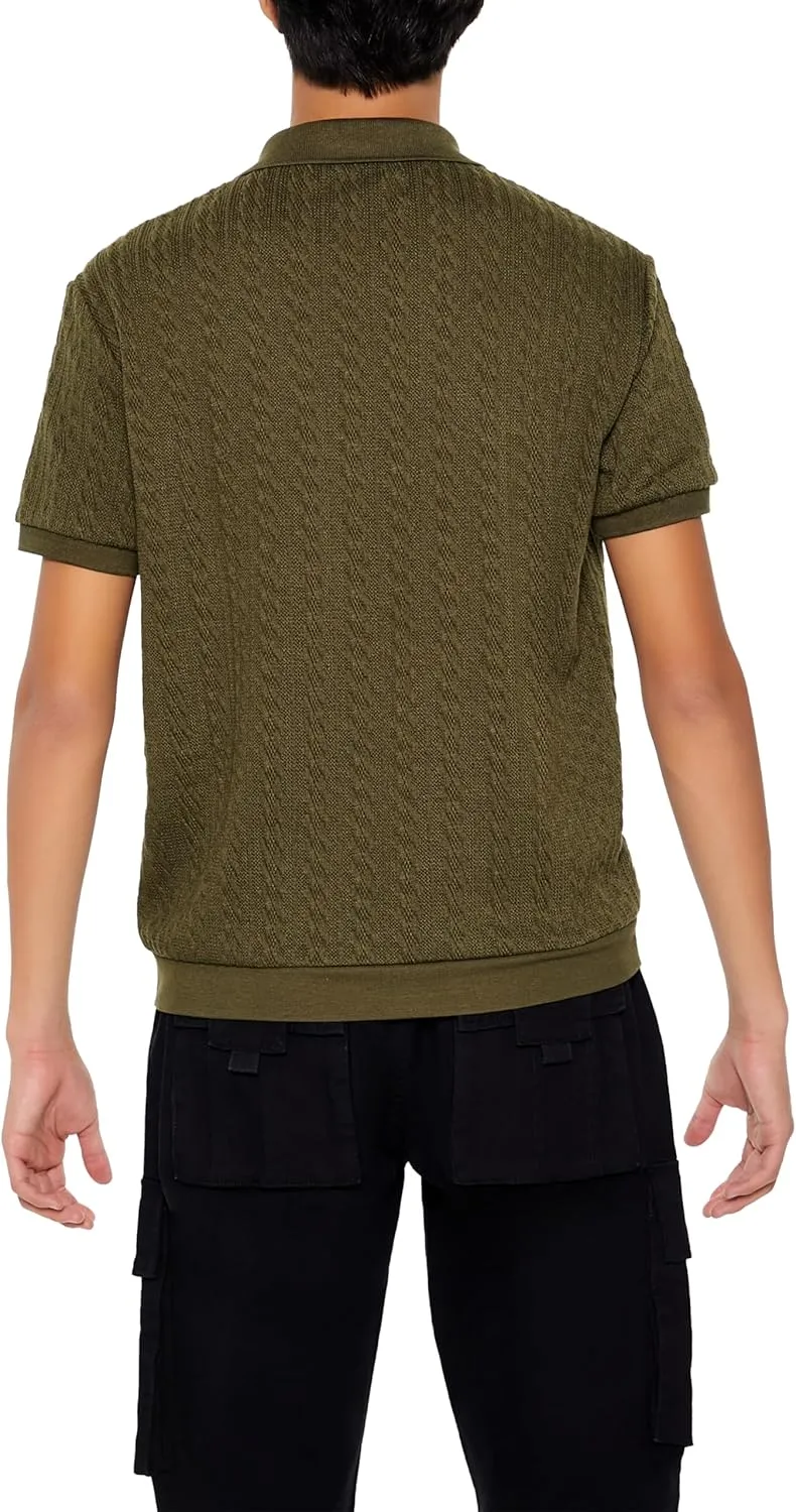 Forever 21 Men's Cable Sweater-Knit Shirt