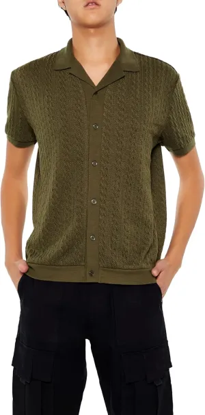 Forever 21 Men's Cable Sweater-Knit Shirt
