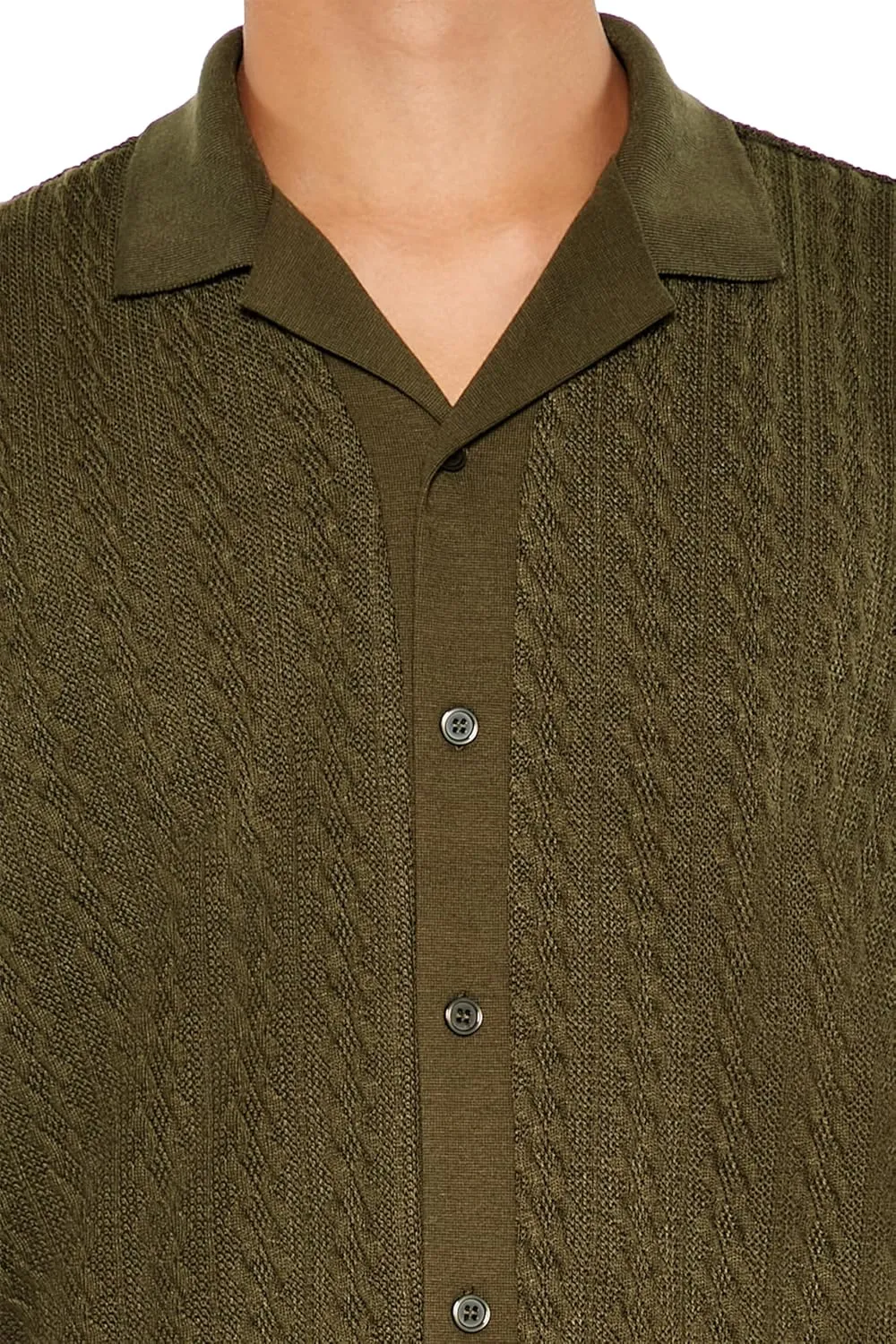 Forever 21 Men's Cable Sweater-Knit Shirt