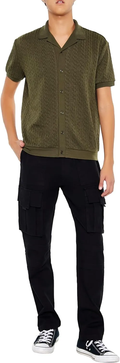 Forever 21 Men's Cable Sweater-Knit Shirt