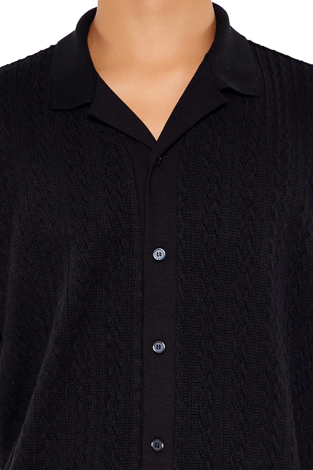 Forever 21 Men's Cable Sweater-Knit Shirt