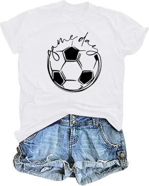 Game Day T Shirt Women Soccer Season Shirts Soccer Mom Graphic Short Sleeve Shirt Game Day Vibes Tee Tops