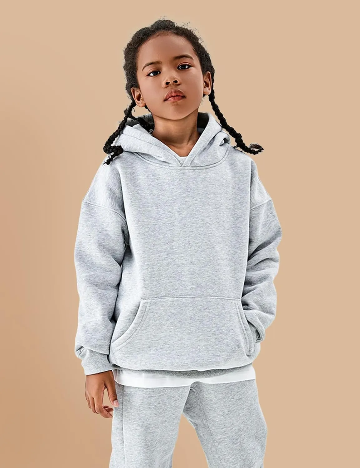 Gihuo Unisex Boys Girls Winter Sherpa Lined Hoodie Kid's Fleece Pullover Hooded Sweatshirt