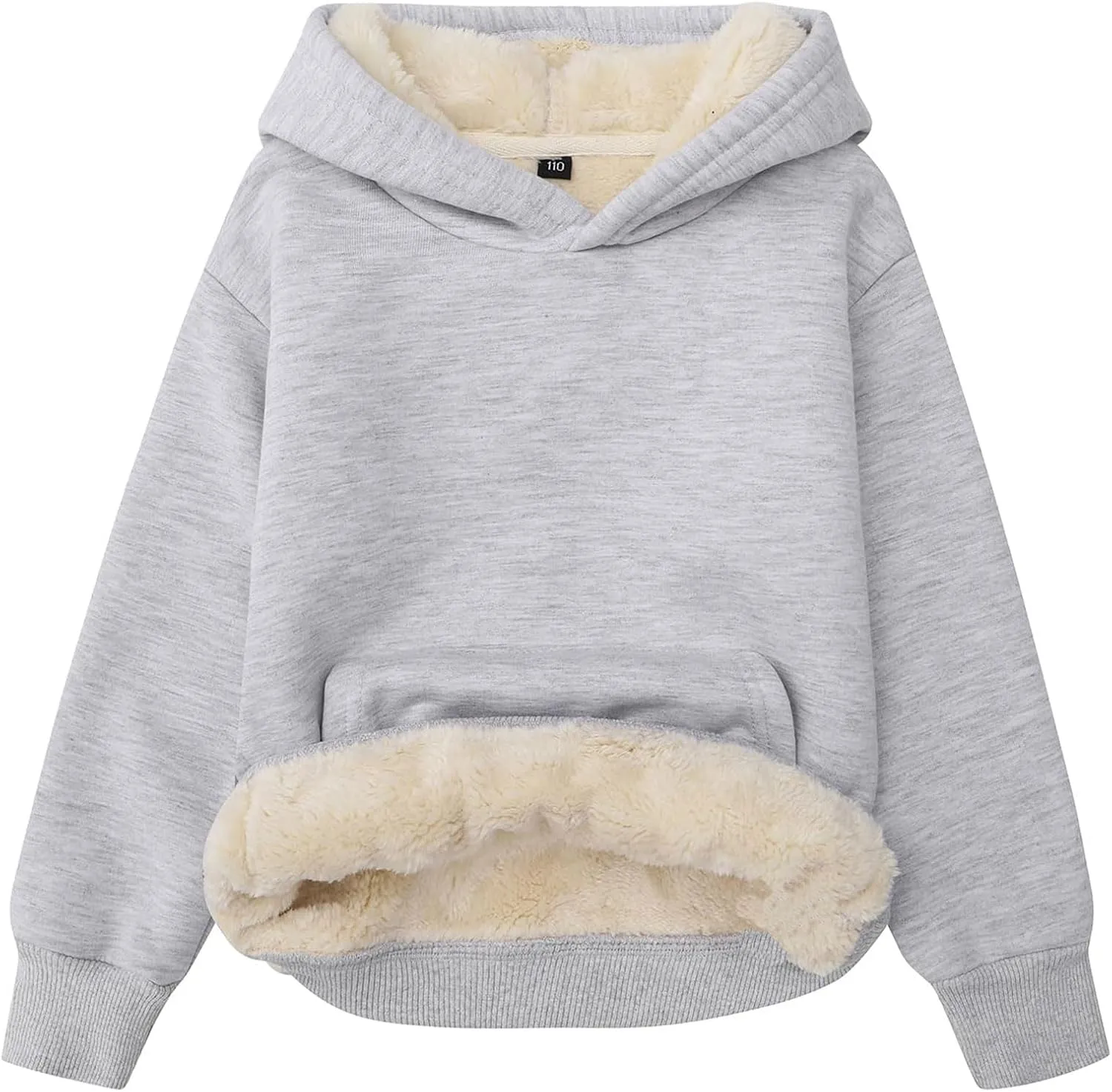 Gihuo Unisex Boys Girls Winter Sherpa Lined Hoodie Kid's Fleece Pullover Hooded Sweatshirt