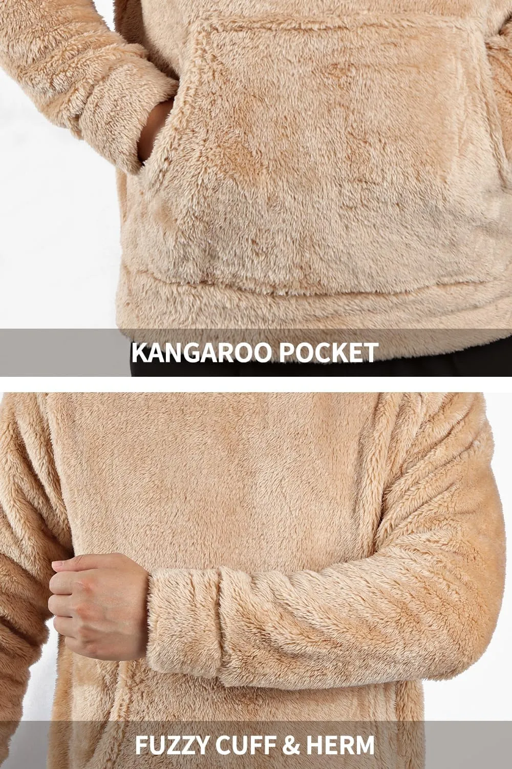 GINGTTO Men's Fuzzy Sherpa Sweatshirt Fashion Pullover Fleece Hoodies