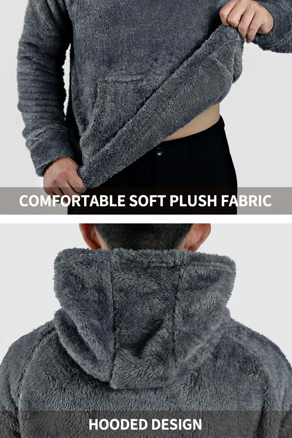 GINGTTO Men's Fuzzy Sherpa Sweatshirt Fashion Pullover Fleece Hoodies