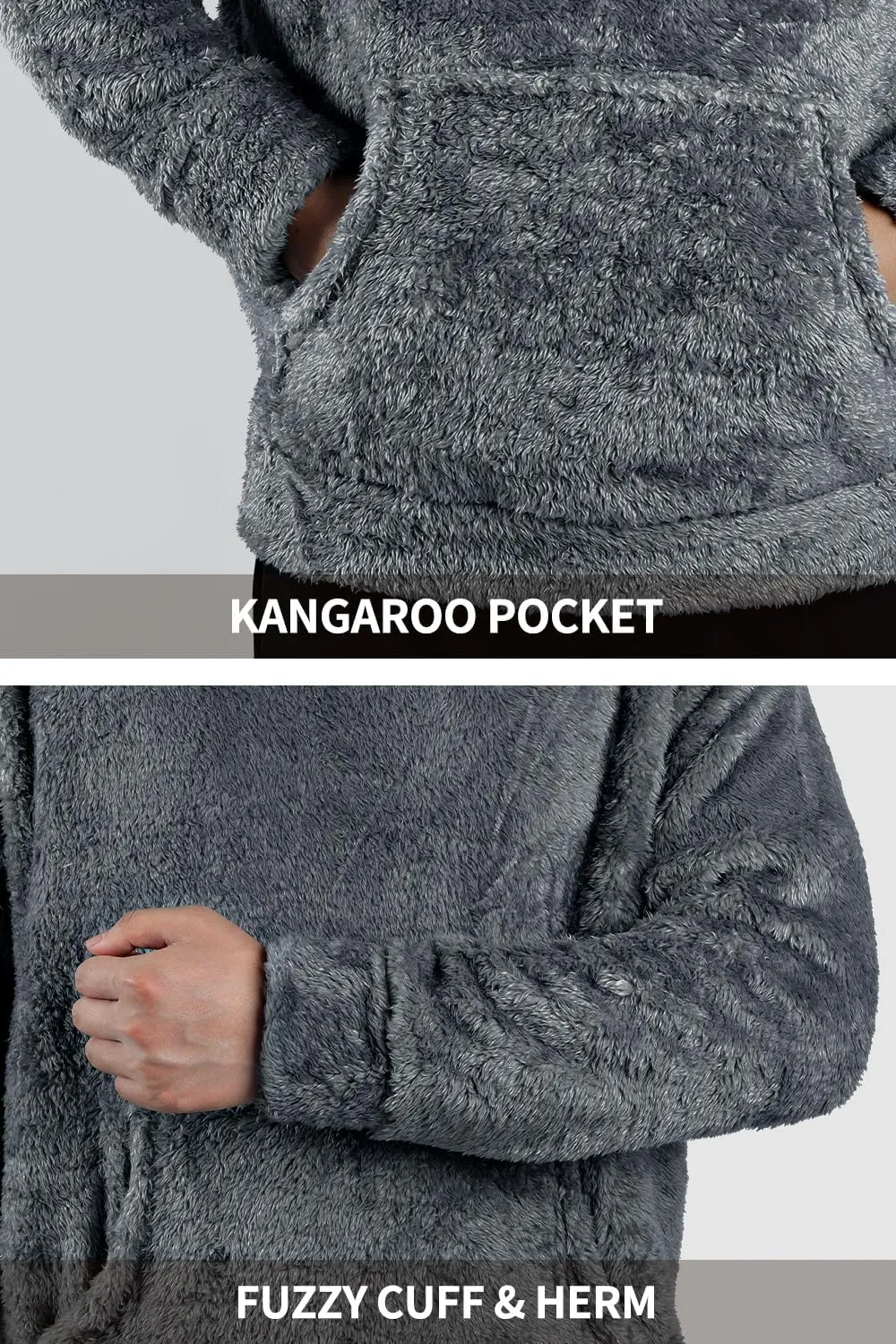 GINGTTO Men's Fuzzy Sherpa Sweatshirt Fashion Pullover Fleece Hoodies