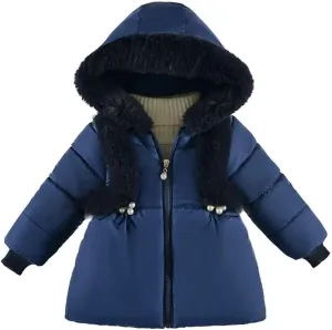 Girls Padded Coat Kids Winter Thick Jacket Hooded Warm Cotton Jacket