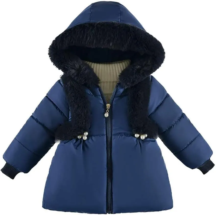 Girls Padded Coat Kids Winter Thick Jacket Hooded Warm Cotton Jacket