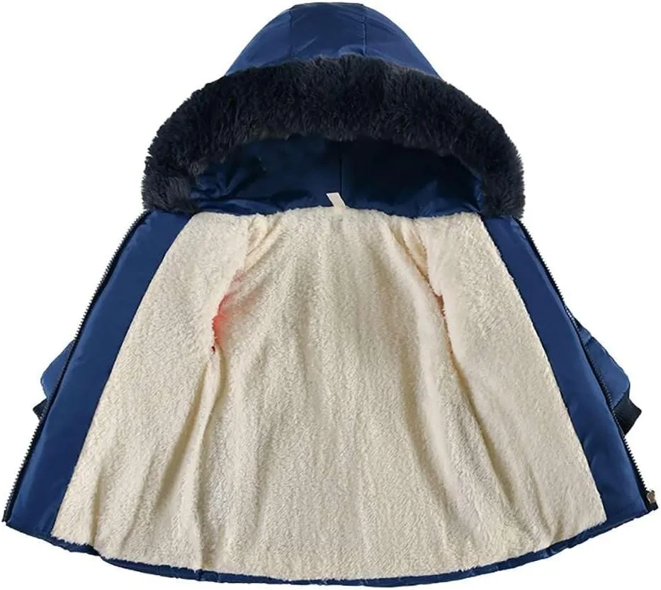 Girls Padded Coat Kids Winter Thick Jacket Hooded Warm Cotton Jacket