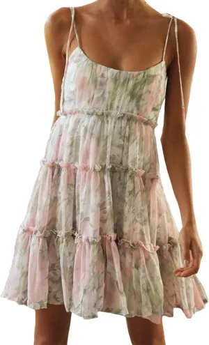 GOKKILRW Women's Summer Dress Boho Floral Print Spaghetti Strap Flowy Cami Dresses Sundresses Y2K Smocked Beach Mini Dresses