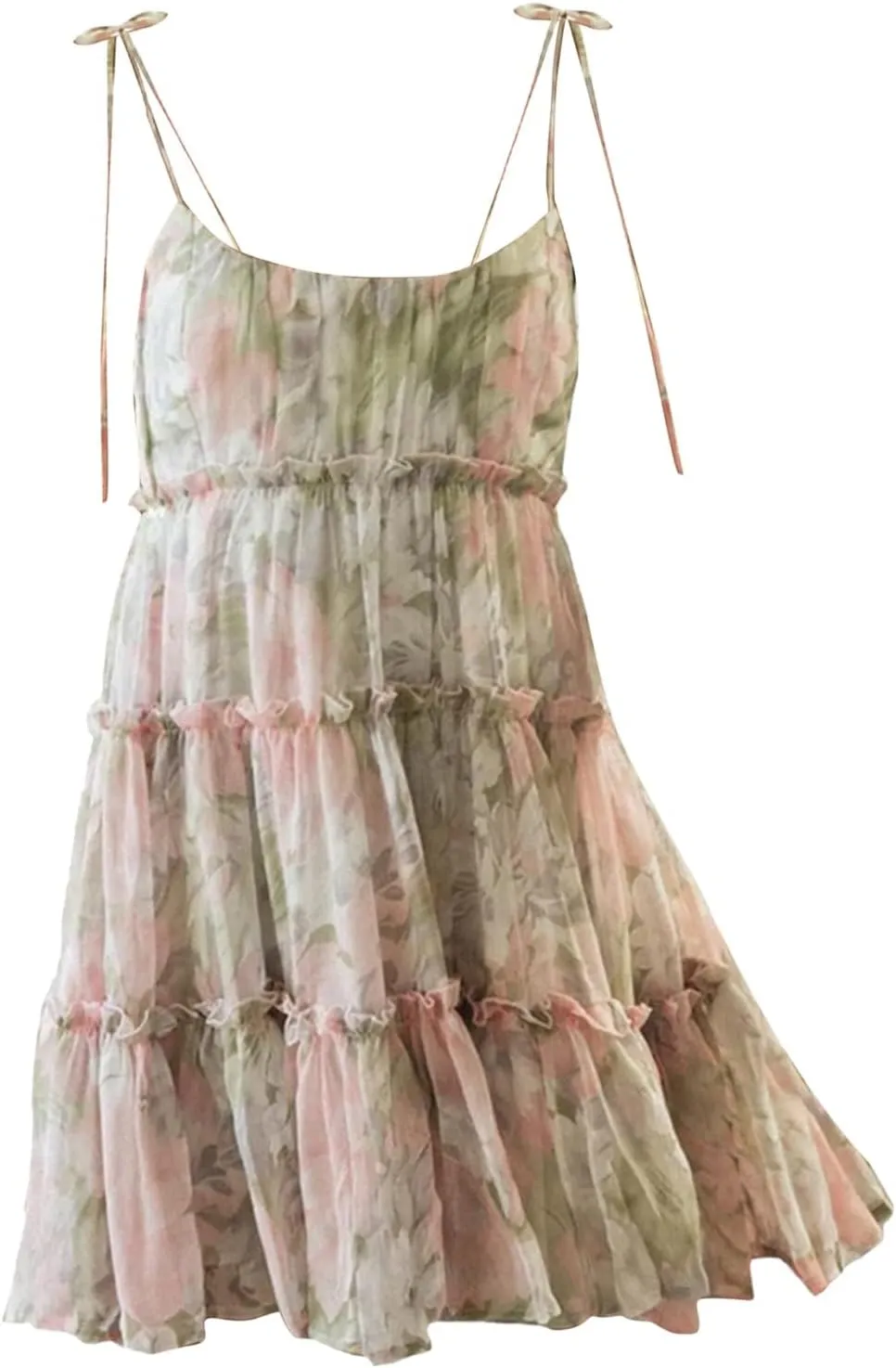 GOKKILRW Women's Summer Dress Boho Floral Print Spaghetti Strap Flowy Cami Dresses Sundresses Y2K Smocked Beach Mini Dresses