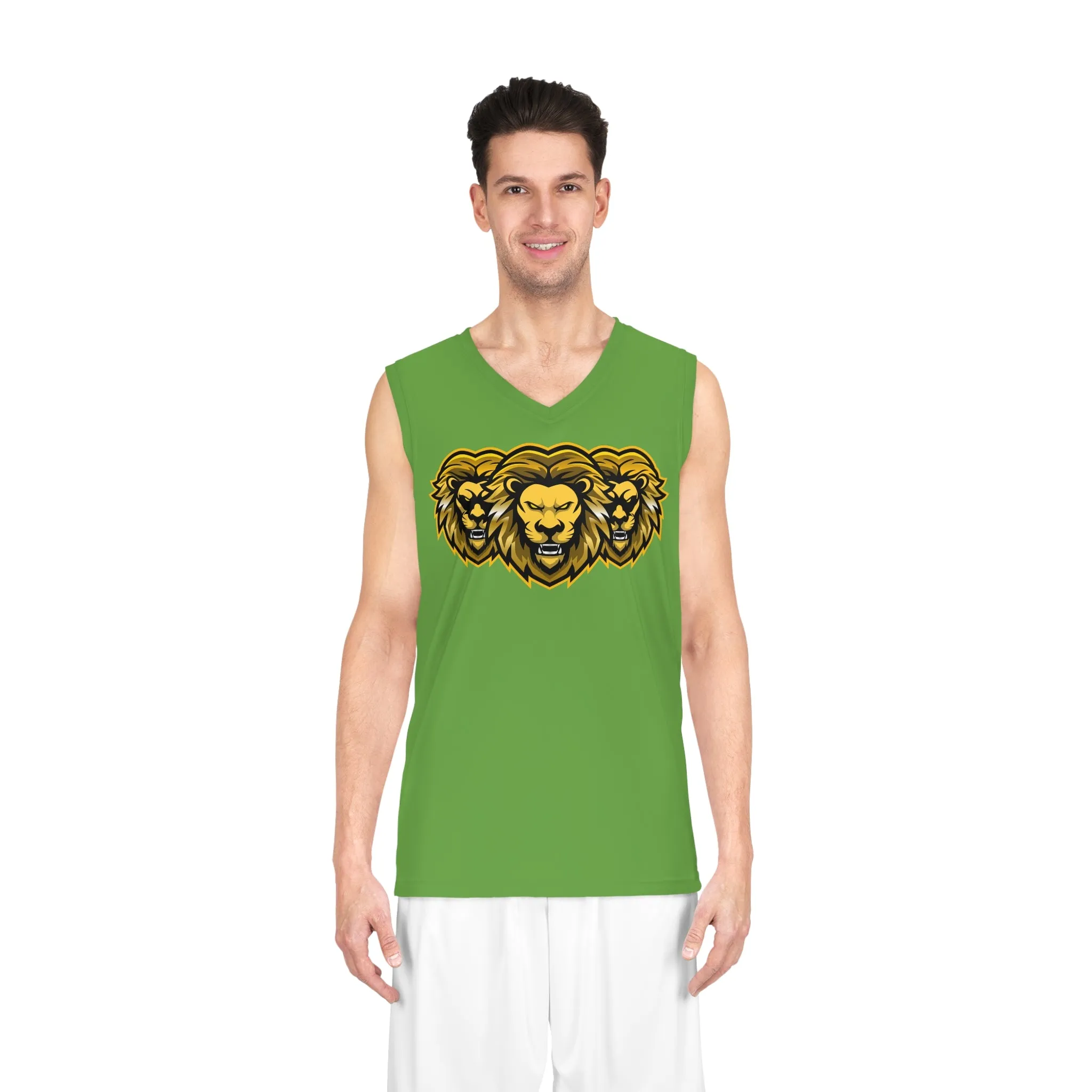 Green "Sun Gold Lion" Basketball Jersey (AOP)