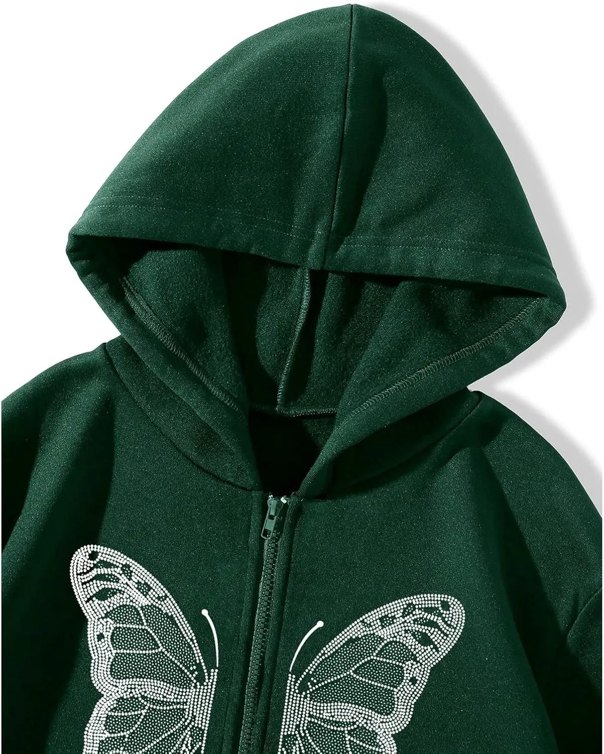 Harajuku Women's Zipper Connecting Gothic Butterfly Printing Hatshirt Y2K zipper retro -graphic hoodie