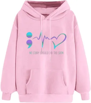 Heart Hoodies for Women Oversized Cute Graphic Pockets Drawstring Hooded Sweatshirts 2024 Fall Fashion Outfits