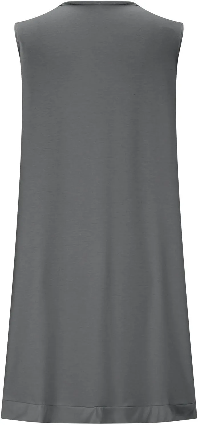 HGps8w Women's Summer Ruffle Tank Dress Casual V Neck Sleeveless Loose A-Line Mini Beach Vacation Dresses