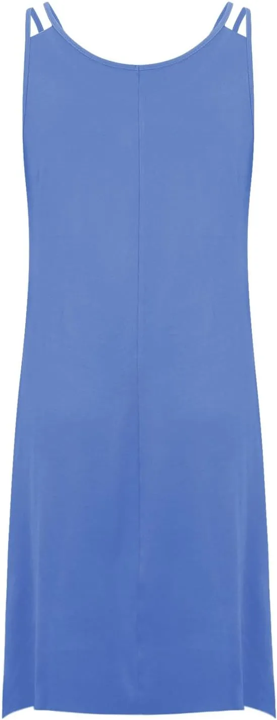 hlysgo Plus Size Dress for Women 2025 Summer Sleeveless V Neck Mini Dresses Casual Loose Fit Handkerchief Hem Short Sundress