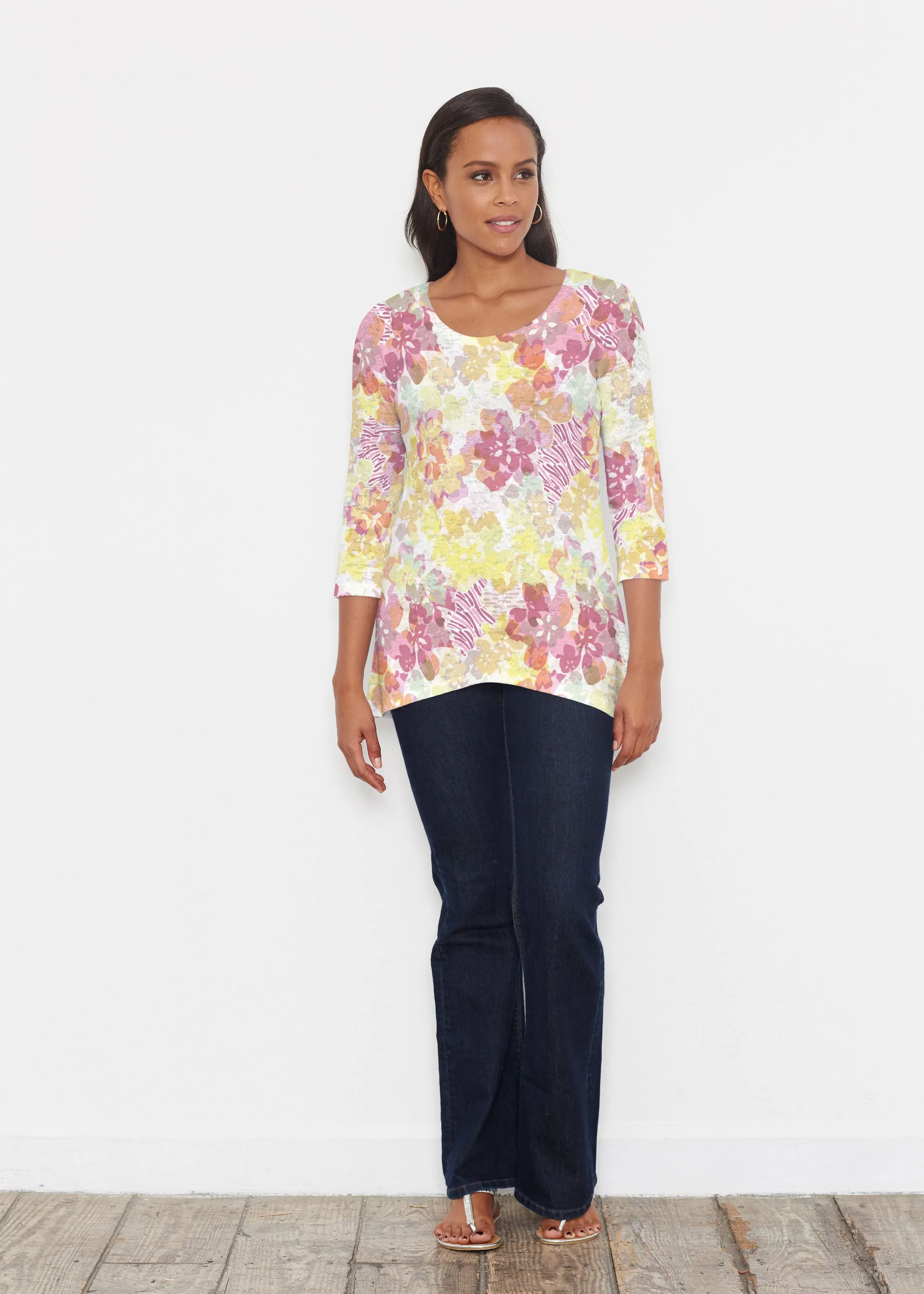 Hollyhocks (8070) ~ Katherine Hi-Lo Thermal Tunic