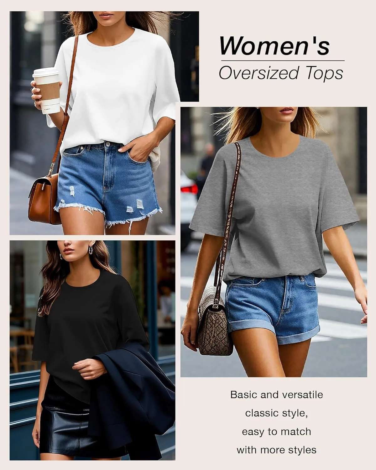 Huukeay 3 Pcs Womens Half Sleeve Top Elbow Length T Shirt Women Round Neck Basic T Shirt Summer Casual Blouses