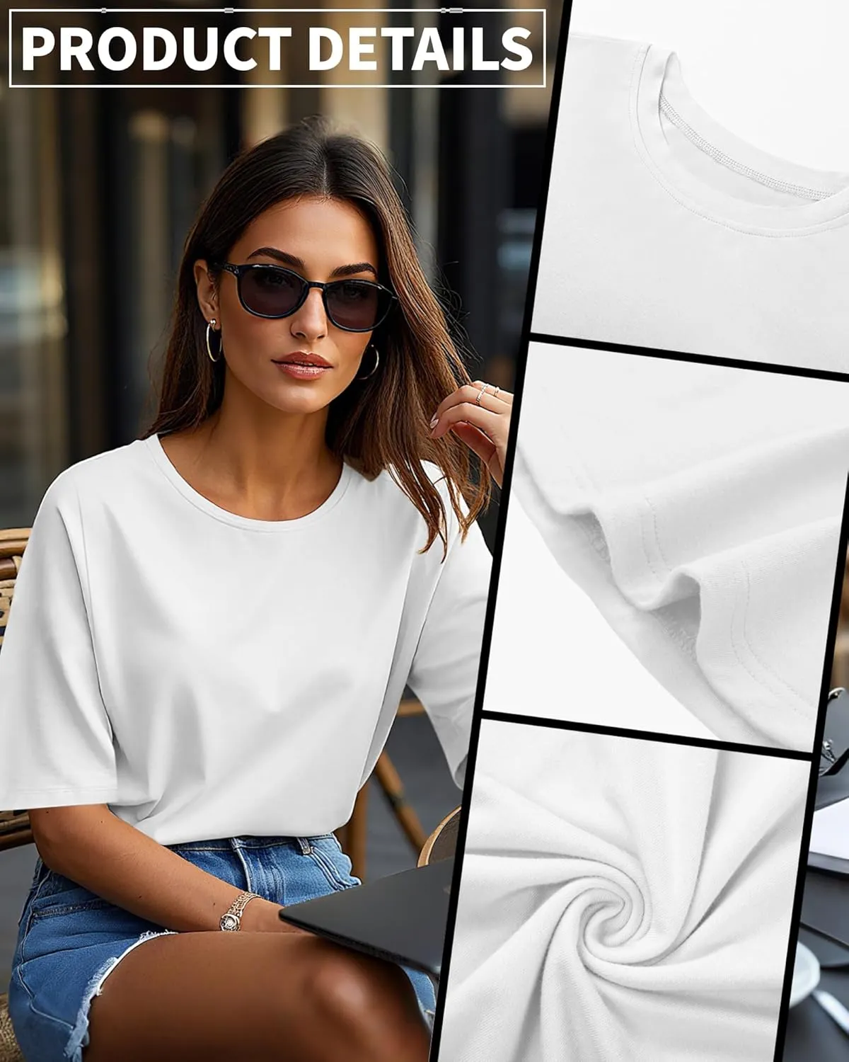 Huukeay 3 Pcs Womens Half Sleeve Top Elbow Length T Shirt Women Round Neck Basic T Shirt Summer Casual Blouses
