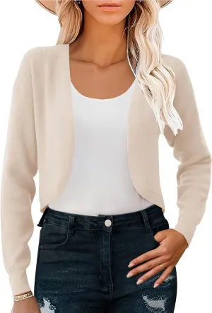 IECCP Cardigan Sweaters for Women 2024 Fall Fashion Long Sleeve Bolero Shrugs for Dresses Open Front Soft Knit Cardigan